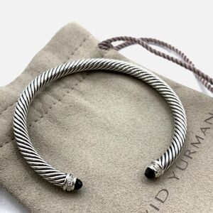 David Yurman Silver and Black Cable Cuff